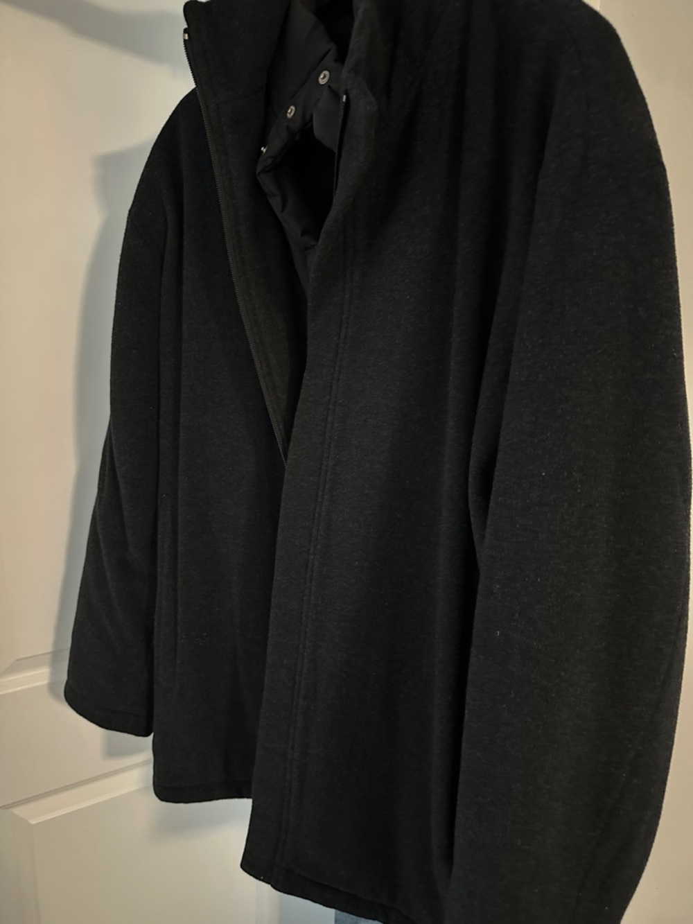 Men's Black Pea Coat - Wool-Blend Overcoat by Mantles - Picture 2 of 5